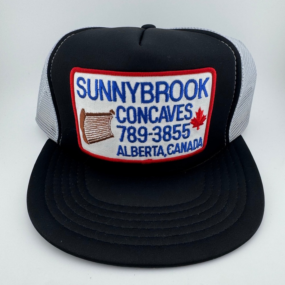 Headline Headwear Mens Trucker Hat OSFM Black Sunnybrook Concaves Canada Patch